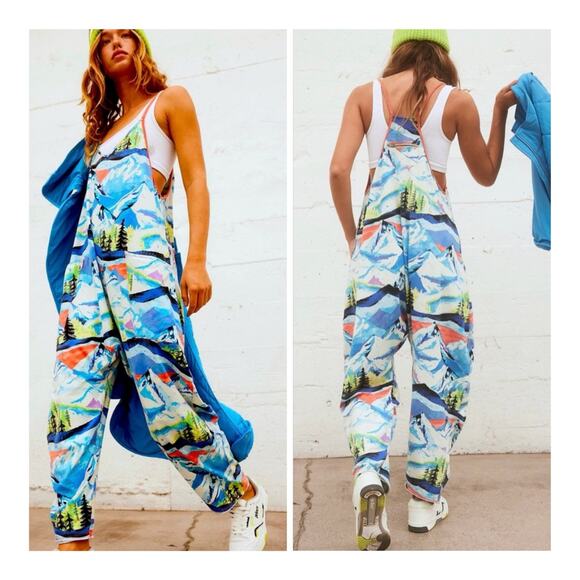 FP Movement Pants - FP Movement Hot Shot Printed Onesie Drop Crotch Oversized Scenic Route Apres Med
